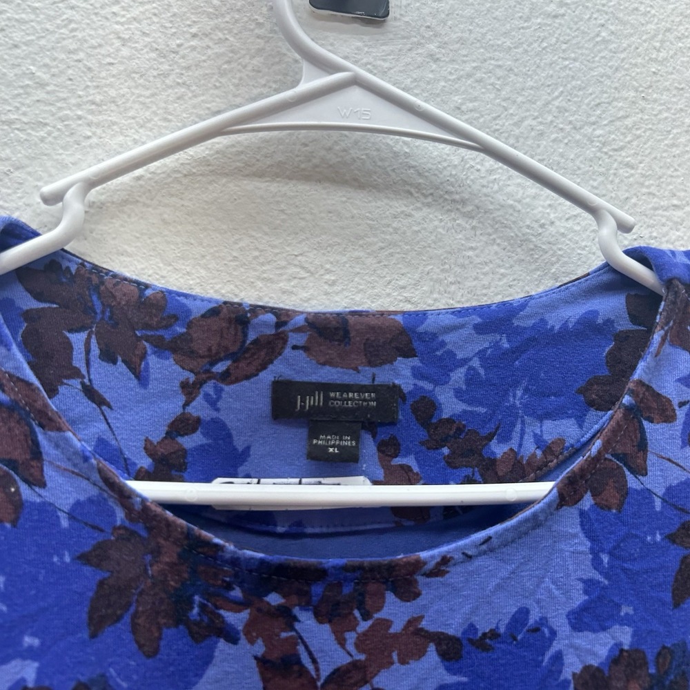 J. Jill Wearever Collection Jersey Knit Floral Tunic Top Womens Size XL Stretchy - Picture 2 of 5